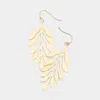 Fashnzfab Brass Metal Leaf Dangle Earrings In Gold