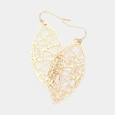 Fashnzfab Brass Metal Marquise Dangle Earrings In Gold