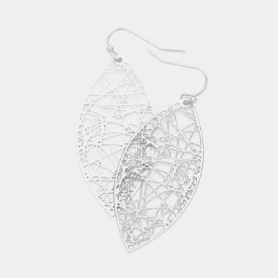 Fashnzfab Brass Metal Marquise Dangle Earrings In Silver