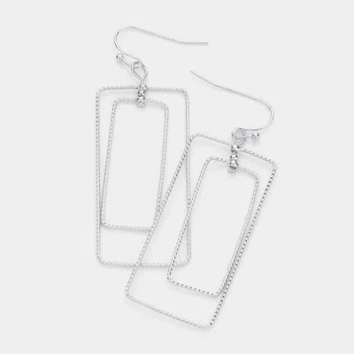 Fashnzfab Brass Metal Open Metal Double Rectangle Dangle Earrings In Multi