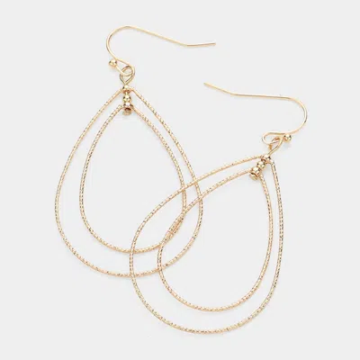 Fashnzfab Brass Metal Open Metal Double Teardrop Dangle Earrings In Gold