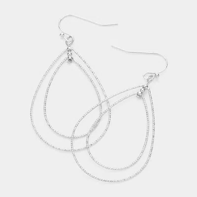 Fashnzfab Brass Metal Open Metal Double Teardrop Dangle Earrings In Multi