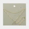 Fashnzfab Brass Metal Open Metal Link Double Layered Y Necklace In Gold