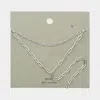 Fashnzfab Brass Metal Open Metal Link Double Layered Y Necklace In Silver