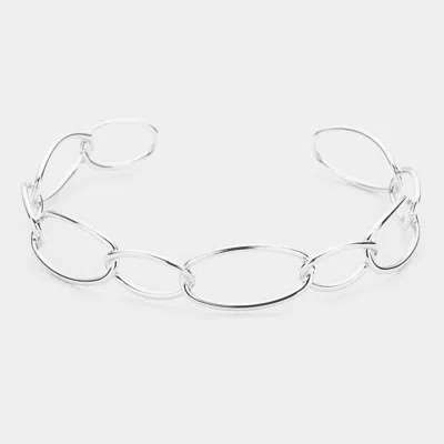 Fashnzfab Brass Metal Open Oval Link Cuff Bracelet In Multi