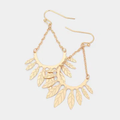 Fashnzfab Brass Metal Open Teardrop Dangle Earrings In Gold