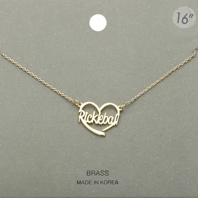 Fashnzfab Brass Metal Pickleball Heart Pendant Necklace In Gold