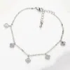 Fashnzfab Brass Metal Quatrefoil Charm Station Bracelet Clear, Silver In Metallic