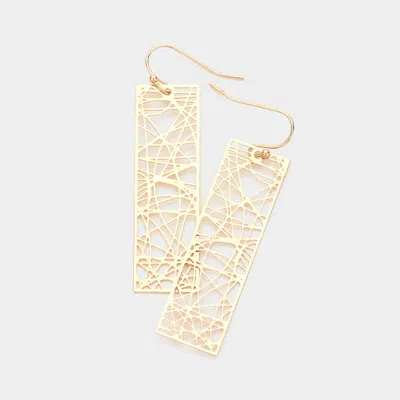 Fashnzfab Brass Metal Rectangle Dangle Earrings In Gold