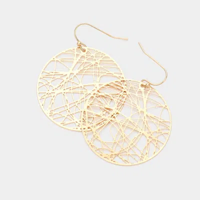 Fashnzfab Brass Metal Round Dangle Earrings In Gold