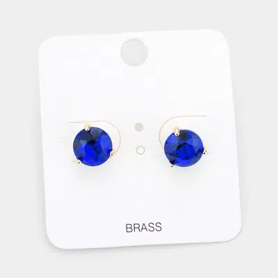 Fashnzfab Brass Metal Round Stone Stud Earrings In Multi