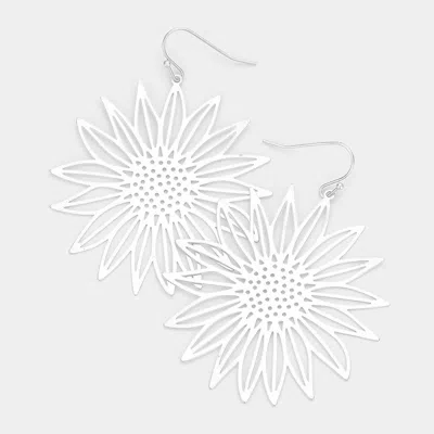 Fashnzfab Brass Metal Sunflower Dangle Earrings In Metallic