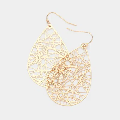 Fashnzfab Brass Metal Teardrop Dangle Earrings In Gold