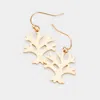 Fashnzfab Brass Metal Tree Dangle Earrings - Worn Gold In Gold