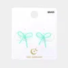 Fashnzfab Brass Metal Wire Bow Stud Earrings - Mint In Green