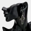 Fashnzfab Brass Open Metal Cross Threader Earrings In Gold