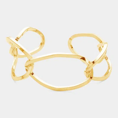 Fashnzfab Brass Open Metal Link Cuff Bracelet In Gold