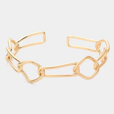 Fashnzfab Brass Open Metal Link Cuff Bracelet In Gold