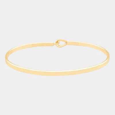 Fashnzfab Brass Thin Metal Hook Bracelet In Gold