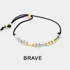 Fashnzfab Brave Message Morse Code Adjustable Cinch Pull Tie Bracelet Black, Two Tone In Black