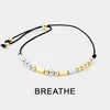 Fashnzfab Breathe Message Morse Code Adjustable Cinch Pull Tie Bracelet Black, Two Tone In Gold