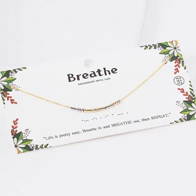 Fashnzfab Breathe Morse Code Pendant Necklace In Gold