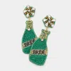 Fashnzfab Bride Felt Back Seed Beaded Champagne Dangle Earrings In Green