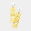 Fashnzfab Bride Glittered Message Dangle Earrings In Yellow