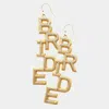 Fashnzfab Bride Message Drop Down Earrings In Gold