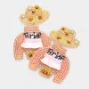 Fashnzfab Bride Message Felt Back Tassel Beaded Hat Clothes Dangle Earrings In Multi