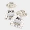 Fashnzfab Bride Message Felt Back Tassel Beaded Hat Clothes Dangle Earrings In Metallic