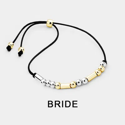 Fashnzfab Bride Message Morse Code Adjustable Cinch Pull Tie Bracelet In Black