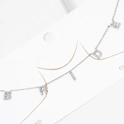 Fashnzfab Bride Message Pendant Gold Dipped Cz Necklace In Silver