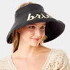 Fashnzfab Bride Message Roll Up Foldable Visor Sun Hat In Black