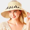 Fashnzfab Bride Message Roll Up Foldable Visor Sun Hat In Sand