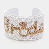 Fashnzfab Bride Message Seed Beaded Cuff Bracelet White In White