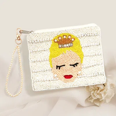 Fashnzfab Bride Pearl Seed Beaded Mini Pouch Bag In Yellow