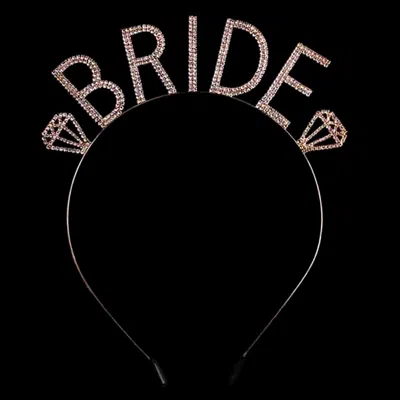 Fashnzfab Bride Rhinestone Headband In Gold