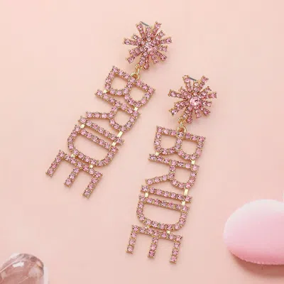 Fashnzfab Bride Rhinestone Message Dangle Earrings In Multi