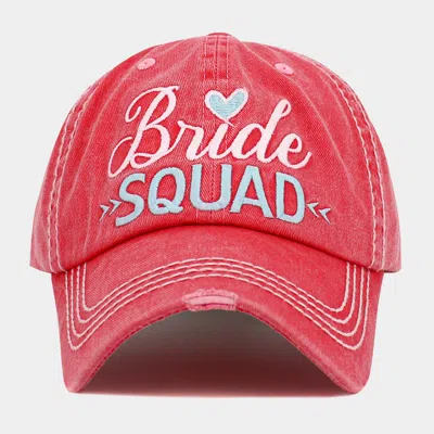Fashnzfab Bride Squad Message Vintage Baseball Cap In Pink