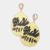 Fashnzfab Bride To Be Glittered Resin Teardrop Dangle Earrings In Brown