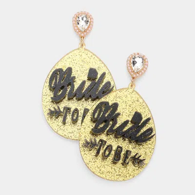 Fashnzfab Bride To Be Glittered Resin Teardrop Dangle Earrings In Brown