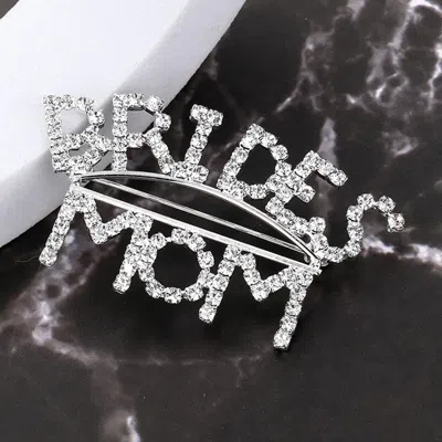 Fashnzfab Brides Mom Rhinestone Pin Brooch In Silver