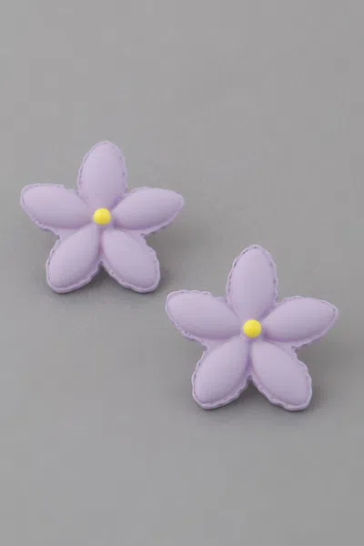 Fashnzfab Bright Flower Stud Earrings In Purple