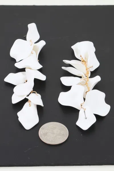 Fashnzfab Bright Petal Blossom Drop Earrings In White
