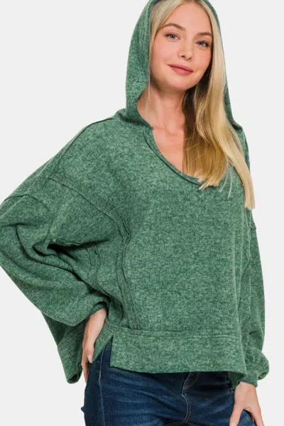 Fashnzfab Brushed Hacci Exposed Seam Hoodie In Multi