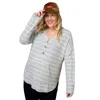 Fashnzfab Brushed Hacci Two Tone Stripe Top In Multi