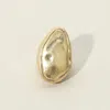Fashnzfab Brushed Metal Abstract Stretch Ring In Gold