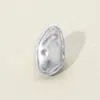 Fashnzfab Brushed Metal Abstract Stretch Ring In Silver