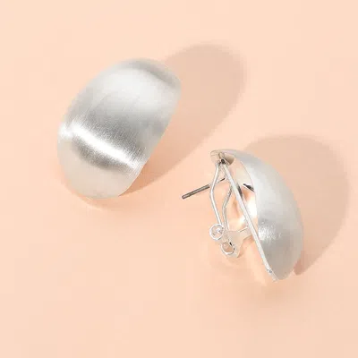 Fashnzfab Brushed Metal Dome Earrings In Metallic